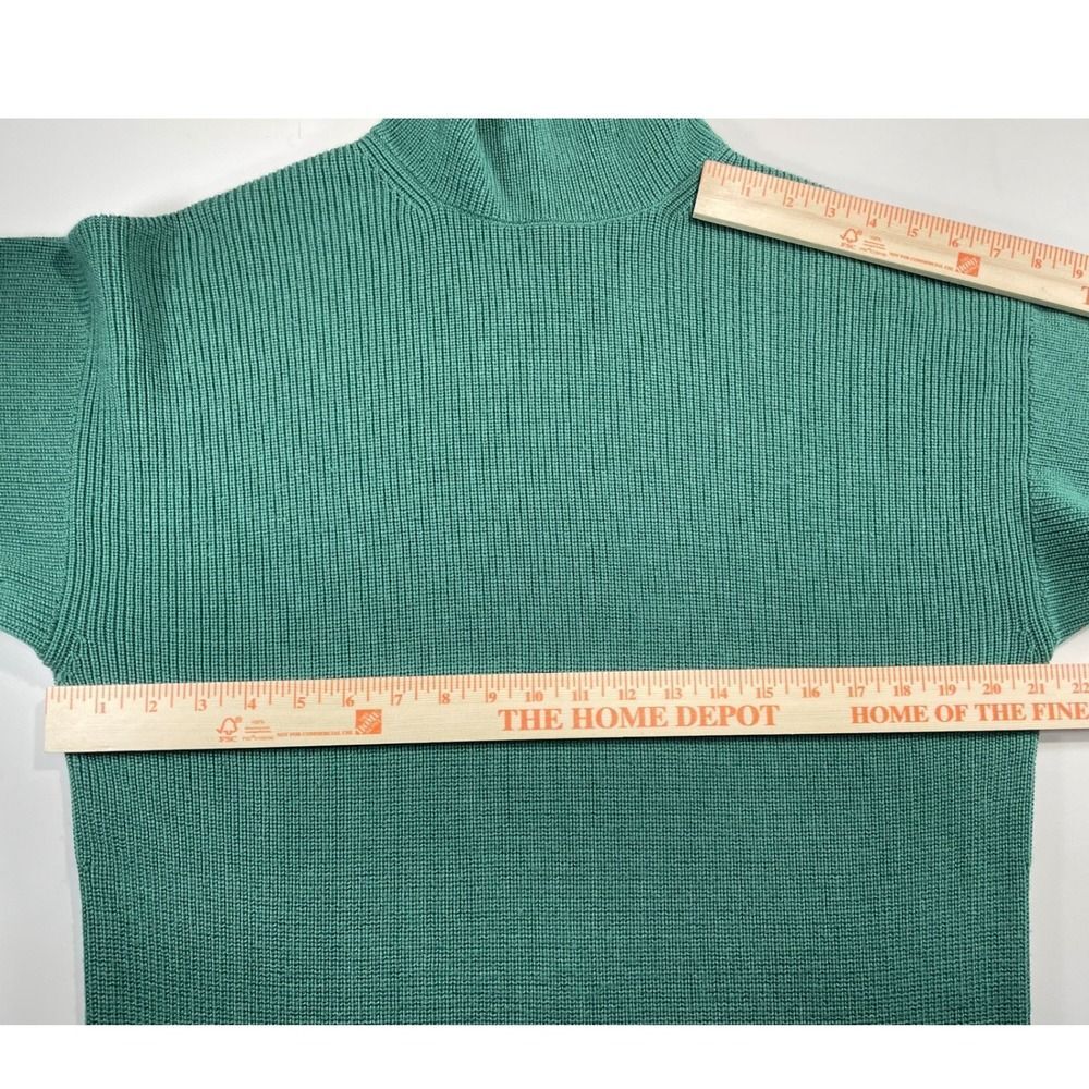 Merino Wool Babaton Turtleneck Sweater dress W/ S Green Ribbed Knit 103661 LN - Picture 9 of 14